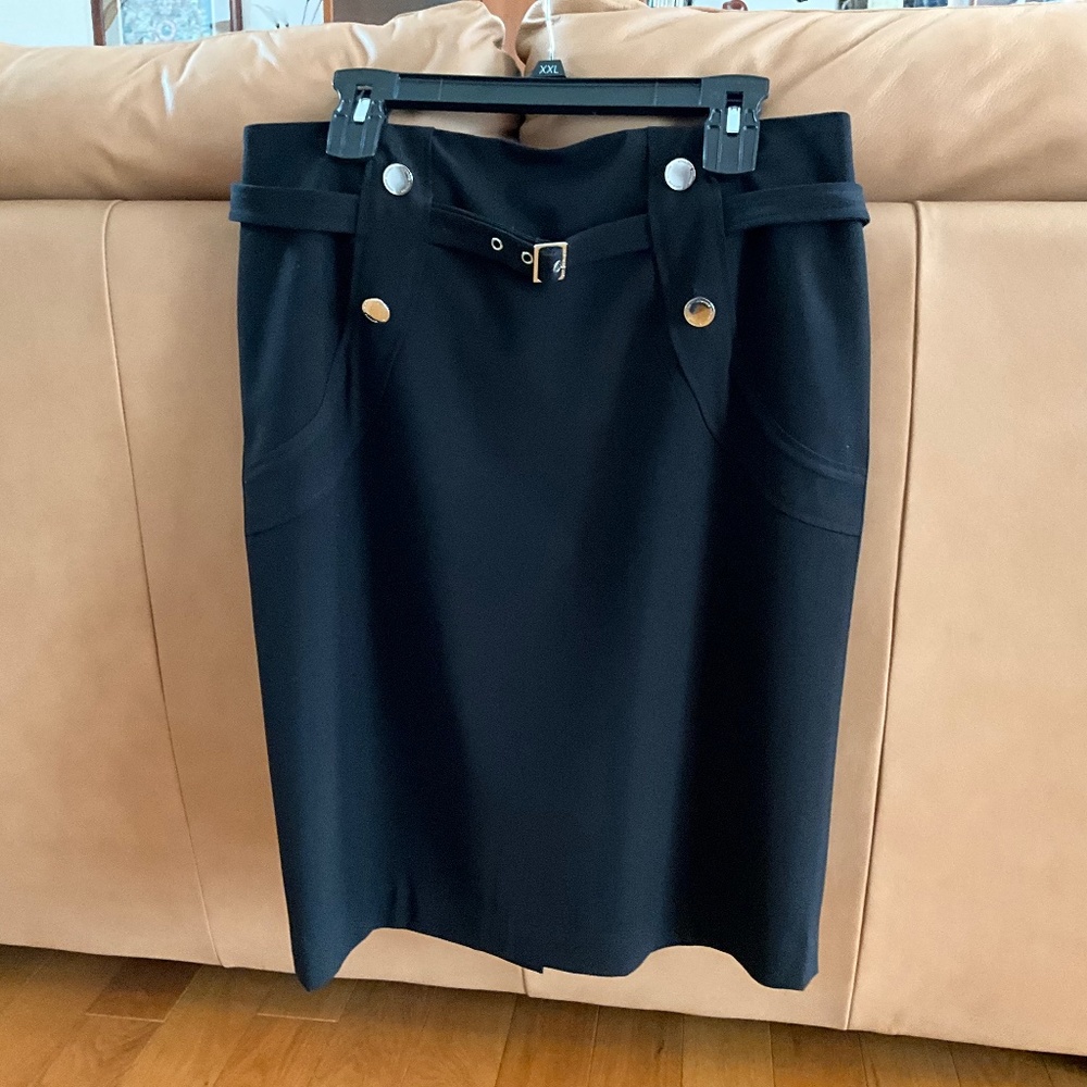 Adrienne Vittadini Pencil Skirt Black Size 12 with cool accents